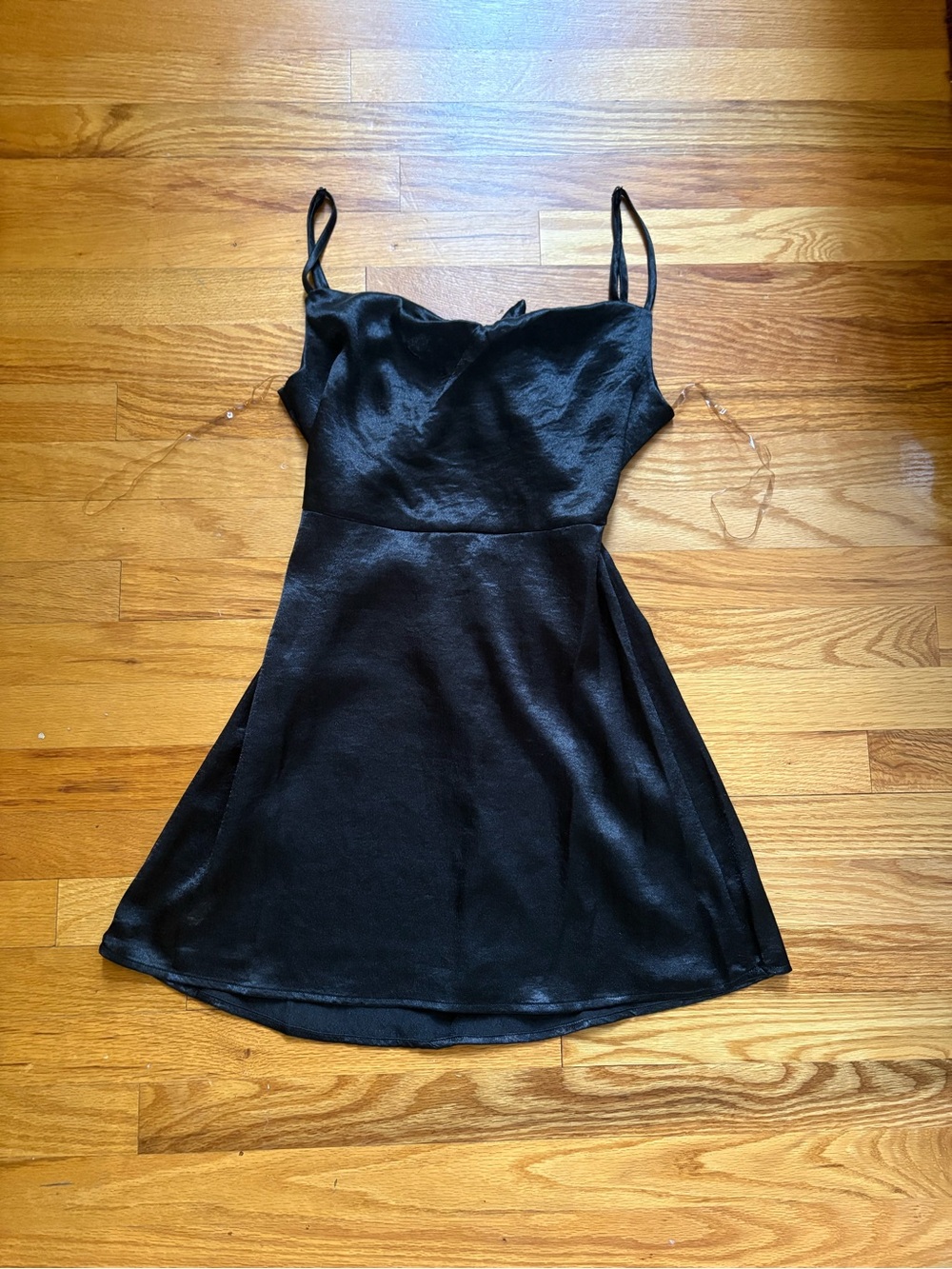 wild fable Black Satin Slip Mini Dress